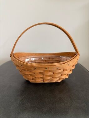 Longaberger 2006 Little Crocus Woven Basket with Protector 7” W 2 3/4”H